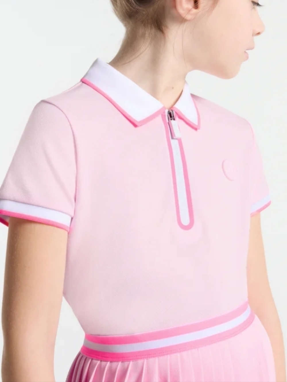 Jacadi Pink Zip-Front Polo Shirt Size 8